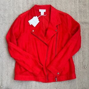 Cynthia Rowley Bright Red Asymmetrical Zip Jacket